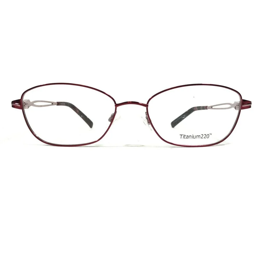 Titanium 220 T220-04 COL 30 Eyeglasses Frames Red Oval Full Rim 55-18-135